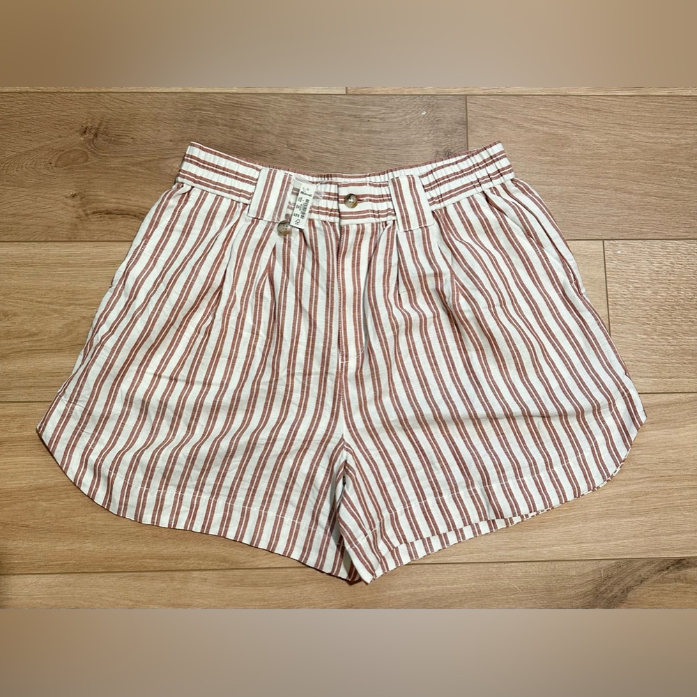 Madewell linen shorts in rust stripe